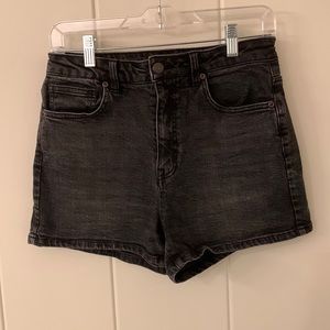 high waisted black denim shorts